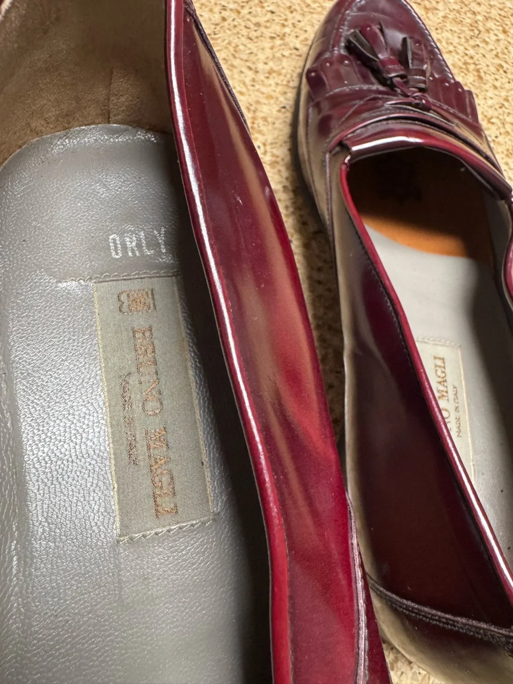 Bruno Magli Vintage Handmade Burgundy Leather Tassel Kiltie Loafers